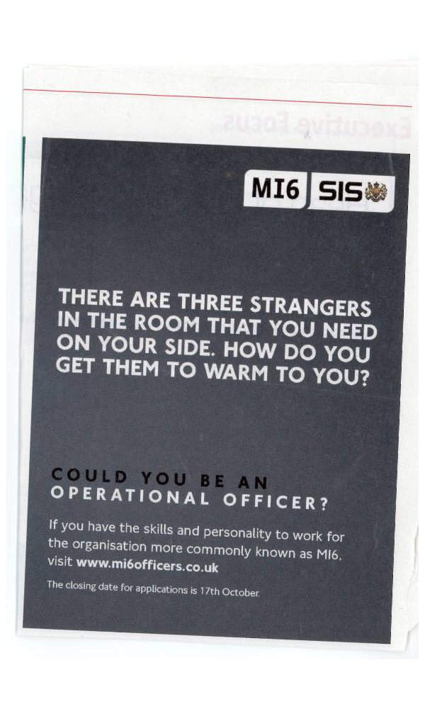 MI6 SIS recruiting ad 