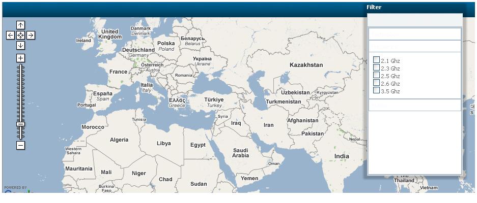 Frequency Filter Using Ext system as a panel over Google Map